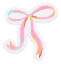 Load image into Gallery viewer, Clear Fuchsia Bow Sticker, 2.38x2.5in.