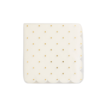 Load image into Gallery viewer, PLCOT37 - Cottage Gold Foil Polka Dot Scalloped Paper Cocktail Napkin
