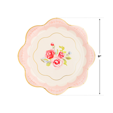 Load image into Gallery viewer, PLTEA40 - Tea Party Scalloped Round Paper Plate