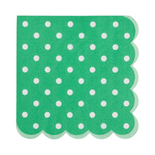 Load image into Gallery viewer, Kelly Green Polka Dot Cocktail Napkin