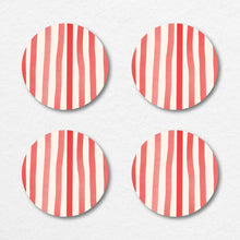 Load image into Gallery viewer, Red Striped Watercolor Illustrated Coaster