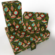 Load image into Gallery viewer, Christmas Baubles Black Wrapping Paper