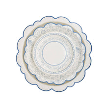 Load image into Gallery viewer, Pembroke Cream with Blue Edge 12" Paper Plate