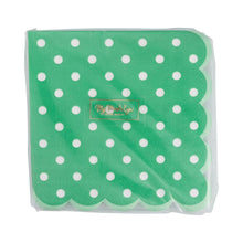 Load image into Gallery viewer, Kelly Green Polka Dot Cocktail Napkin