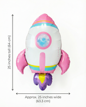 Load image into Gallery viewer, Pink Rocket Ship Foil Balloon – Space Party & Galaxy-Theme