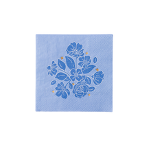 Load image into Gallery viewer, BELLE BLUE ELEGANT FLORAL COCKTAIL NAPKINS
