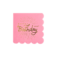 Load image into Gallery viewer, Happy Birthday Pink Paper Cocktail Napkin