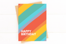 Load image into Gallery viewer, Cute Rainbow Stripe Happy Birthday Greeting Card