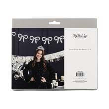 Load image into Gallery viewer, Silver Glitter Bow Banner