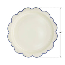 Load image into Gallery viewer, Pembroke Cream with Blue Edge 12" Paper Plate