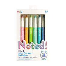 Load image into Gallery viewer, Noted! 2-in-1 Micro Fine Tip Pens & Highlighters - Set of 6