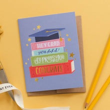 Load image into Gallery viewer, Grad Book Stack Graduation Greeting Card