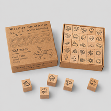 Load image into Gallery viewer, Mini Themed Wooden Stamp Set: Emoji / One Size