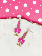 Load image into Gallery viewer, 'Cheers!' Pearl Detail Champagne Flute Dangles: White