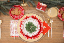 Load image into Gallery viewer, PEM1241 - Cream Scalloped Red Lines Plate
