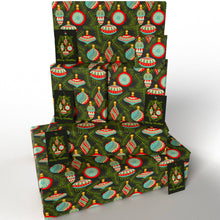 Load image into Gallery viewer, Christmas Baubles Black Wrapping Paper