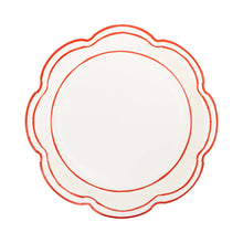 Load image into Gallery viewer, PEM1241 - Cream Scalloped Red Lines Plate