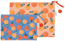 Load image into Gallery viewer, Paradise Orange Zipper Pouches Set of 2