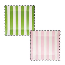 Load image into Gallery viewer, Green Stripe Pink Stripe 11" Plate Set