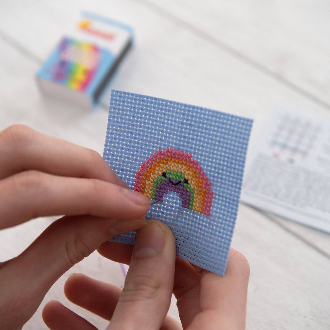 Rainbow Arch Mini Cross Stitch Kit  In A Matchbox