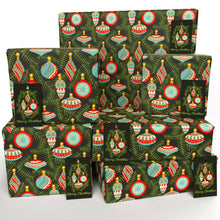 Load image into Gallery viewer, Christmas Baubles Black Wrapping Paper
