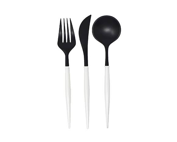 Cutlery Black/White Handle/Bulk Case of 36