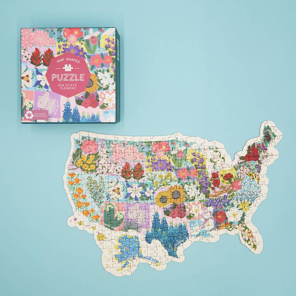Map Shaped State Flower USA Puzzle