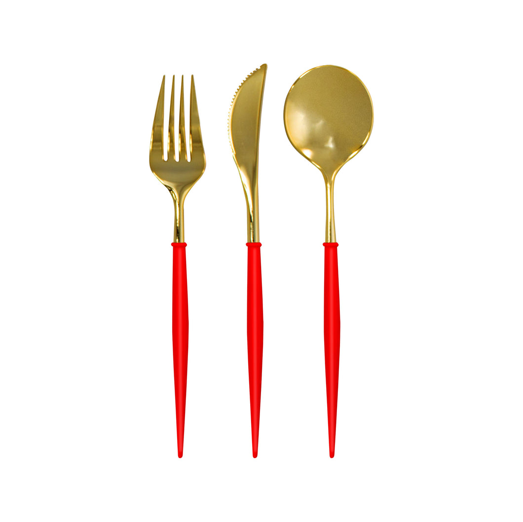 Gold/Red Handle Cutlery