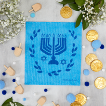 Load image into Gallery viewer, Hanukkah Swedish Dishcloth