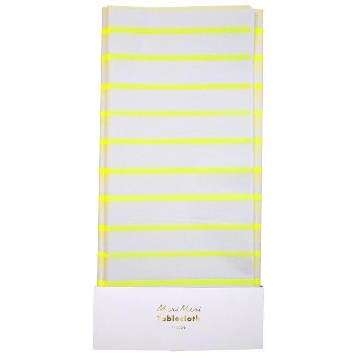 Neon Yellow Striped Tablecloth