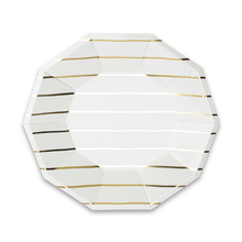 Load image into Gallery viewer, Frenchie Metallic Striped Small Plates - 8 Pk.: Gold
