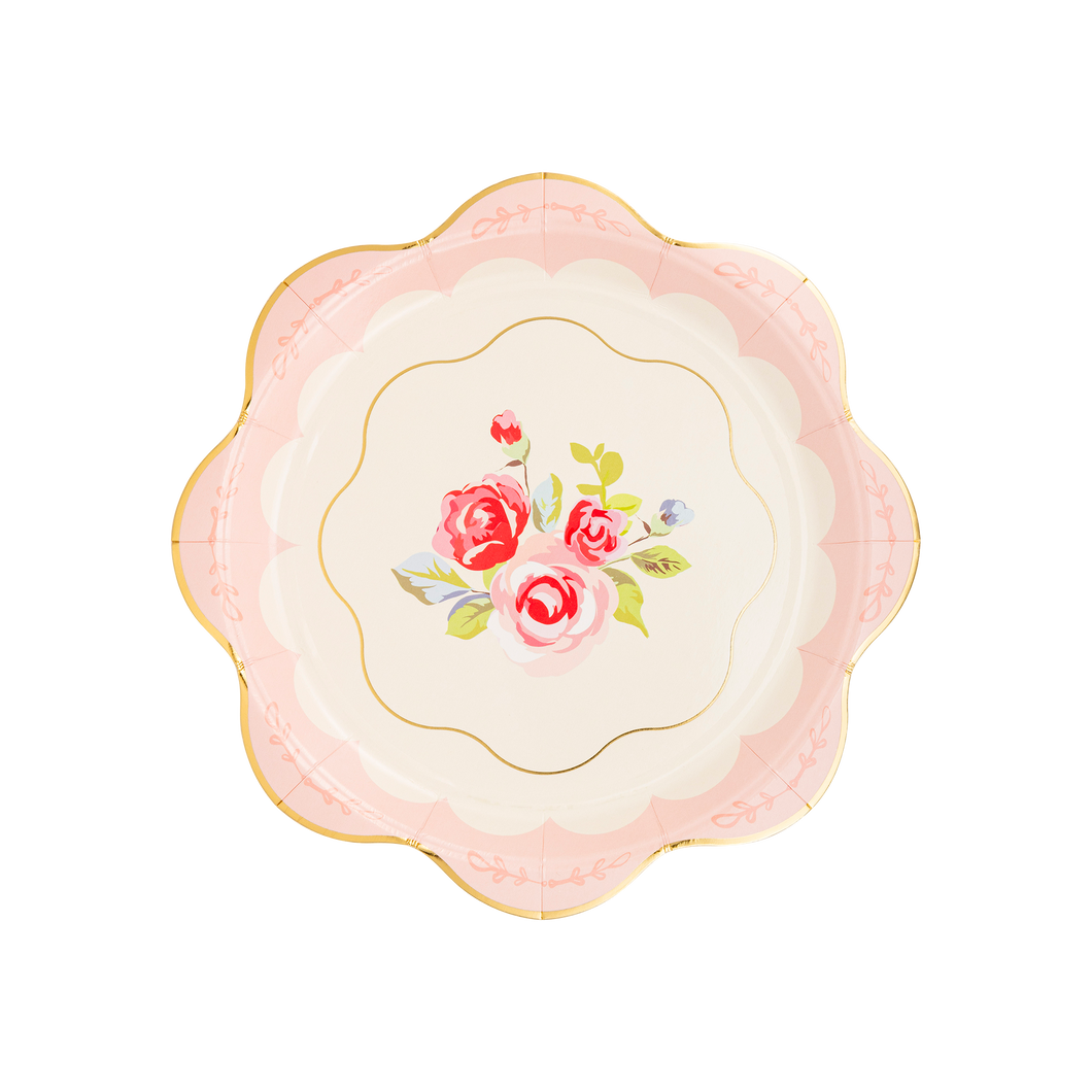 PLTEA40 - Tea Party Scalloped Round Paper Plate