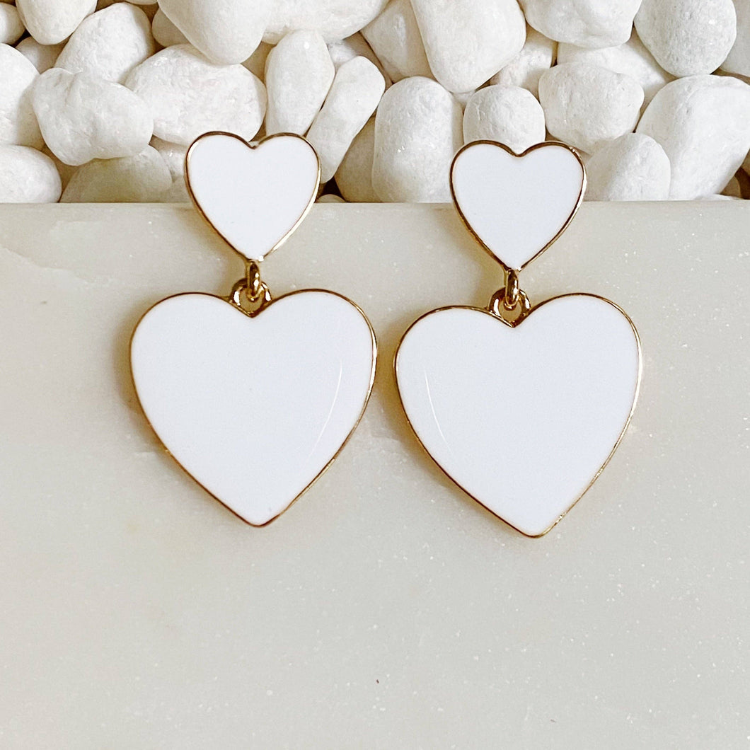 Heart For Game Day Earrings: White