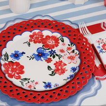 Load image into Gallery viewer, Red Basketweave Dinner Paper Plates
