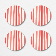 Load image into Gallery viewer, Red Striped Watercolor Illustrated Coaster
