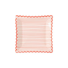 Load image into Gallery viewer, Red Striped Scalloped Plate
