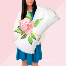 Load image into Gallery viewer, Graduation Scroll Foil Balloon with Pink Rose – 21" x 31"
