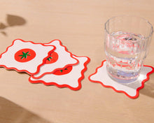 Load image into Gallery viewer, Letterpress Reusable Vellum Coasters—Crudité: Tomato Summer
