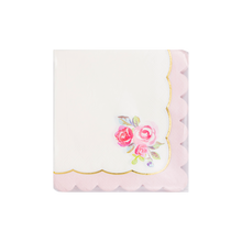 Load image into Gallery viewer, Tea Party Rose Corner Paper Cocktail Napkins
