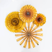 Load image into Gallery viewer, Gold and White Party Fan Set
