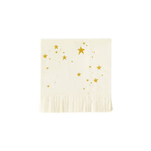 Load image into Gallery viewer, Gold  Star Fringed Cocktail Napkins
