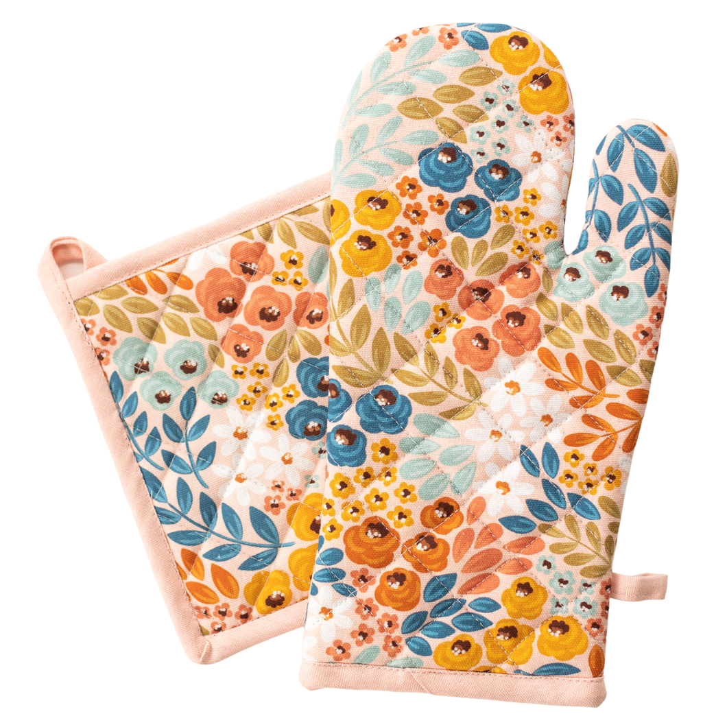 Honeysuckle Oven Mitt + Pot Holder Set