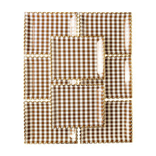 Load image into Gallery viewer, THP1142 - Brown Gingham Scalloped Plate

