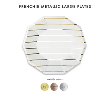 Load image into Gallery viewer, Frenchie Metallic Striped Small Plates - 8 Pk.: Gold
