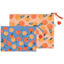 Load image into Gallery viewer, Paradise Orange Zipper Pouches Set of 2
