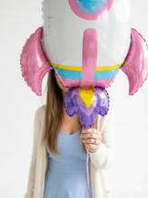 Load image into Gallery viewer, Pink Rocket Ship Foil Balloon – Space Party &amp; Galaxy-Theme
