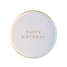 Load image into Gallery viewer, WHITE &amp; GOLD SIGNATURE HAPPY BIRTHDAY SMALL PLATES
