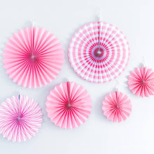 Load image into Gallery viewer, Pink Paper Fan Set – Hanging Party Décor, Backdrops [6 Pack]
