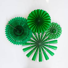 Load image into Gallery viewer, Green and White Party Fan Set
