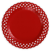 Load image into Gallery viewer, Red Basketweave Dinner Paper Plates
